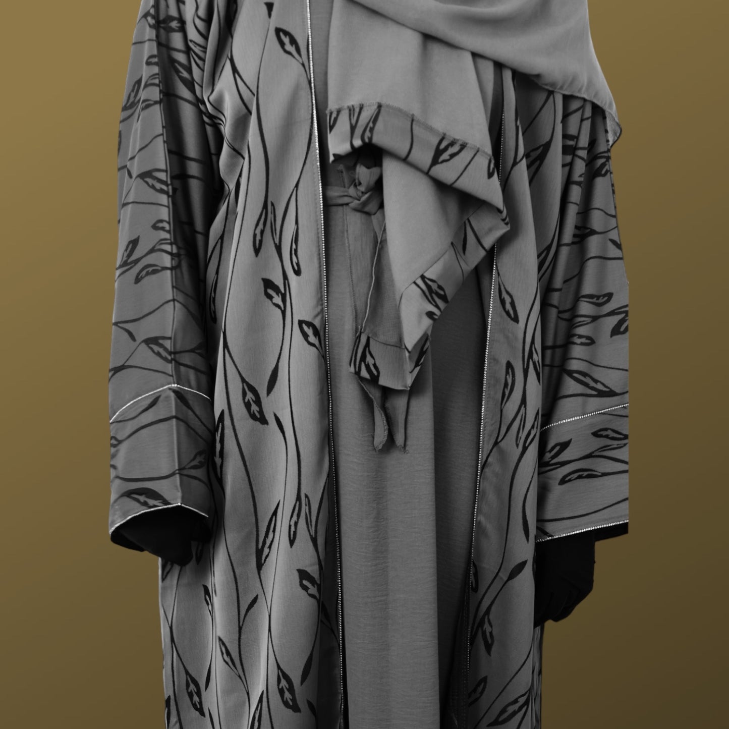 Foliage Harmony' - Embark on an Elegant Journey with Our Leaf-Style Print Abaya Set