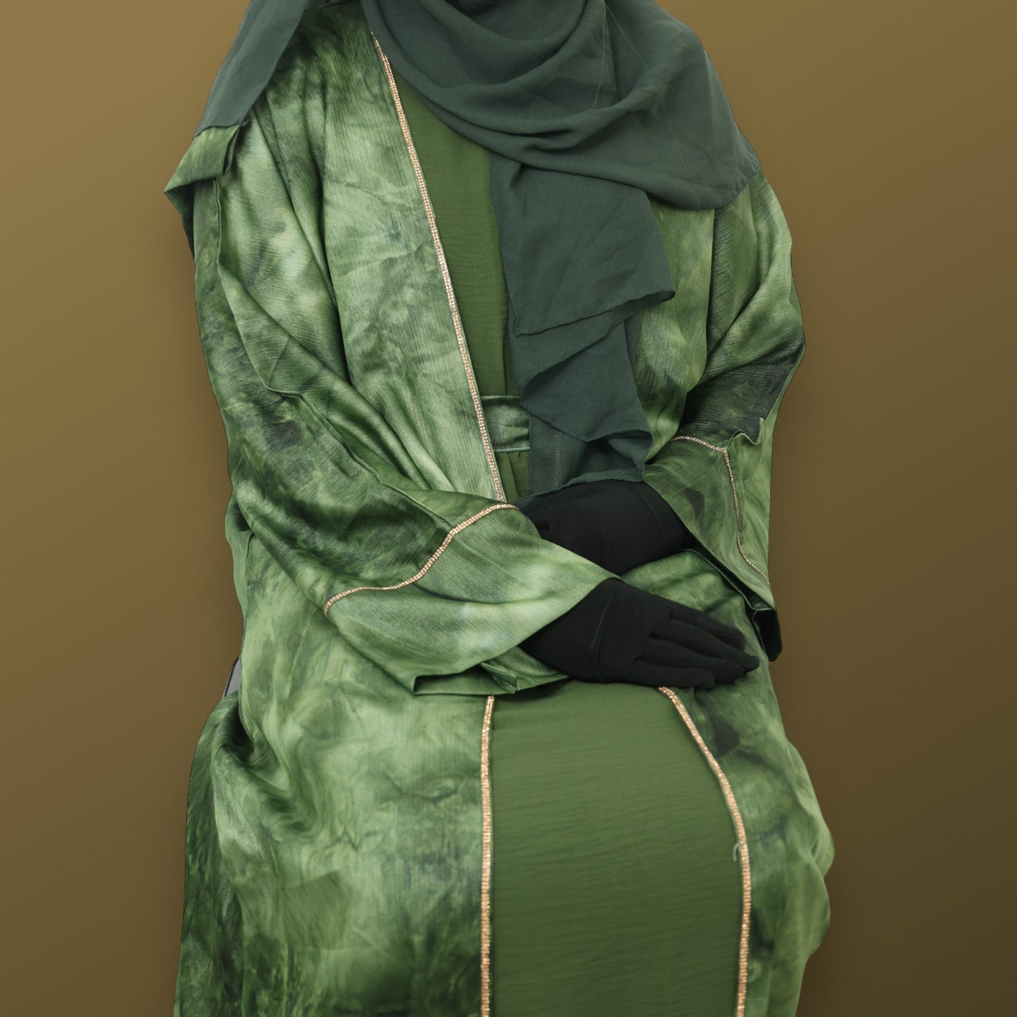 Emerald Harmony Luxe Abaya Ensemble