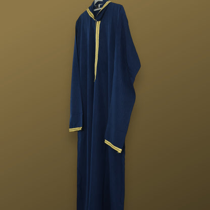 Ocean Majesty - Elevate Your Style with Our Navy Blue Hooded Djellaba