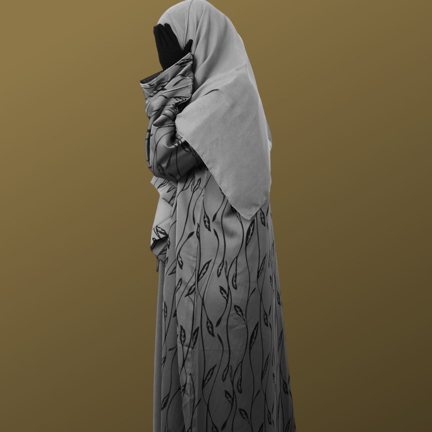 Foliage Harmony' - Embark on an Elegant Journey with Our Leaf-Style Print Abaya Set