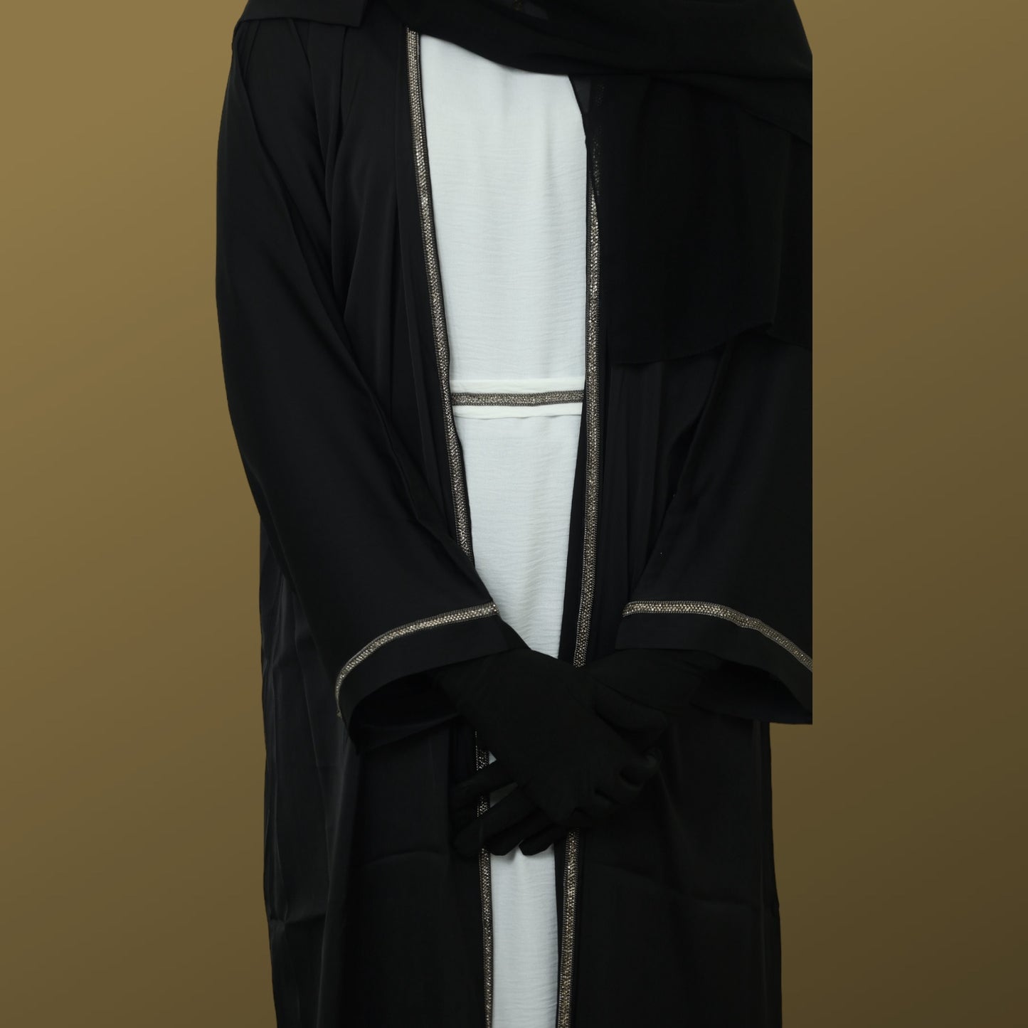 Monochrome Majesty' - Step into Refined Luxury with Our Black and White Abaya