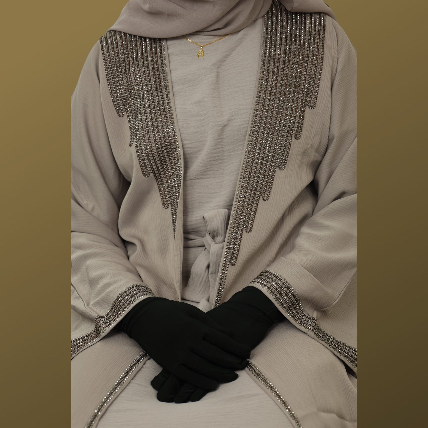 Beige Elegance Duo Abaya