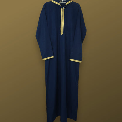 Ocean Majesty - Elevate Your Style with Our Navy Blue Hooded Djellaba