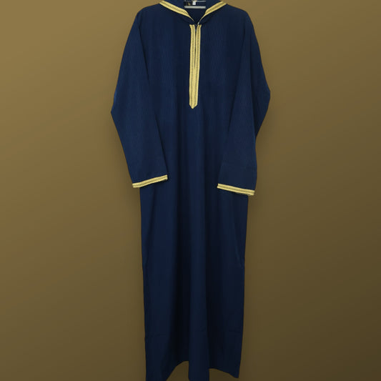 Ocean Majesty - Elevate Your Style with Our Navy Blue Hooded Djellaba