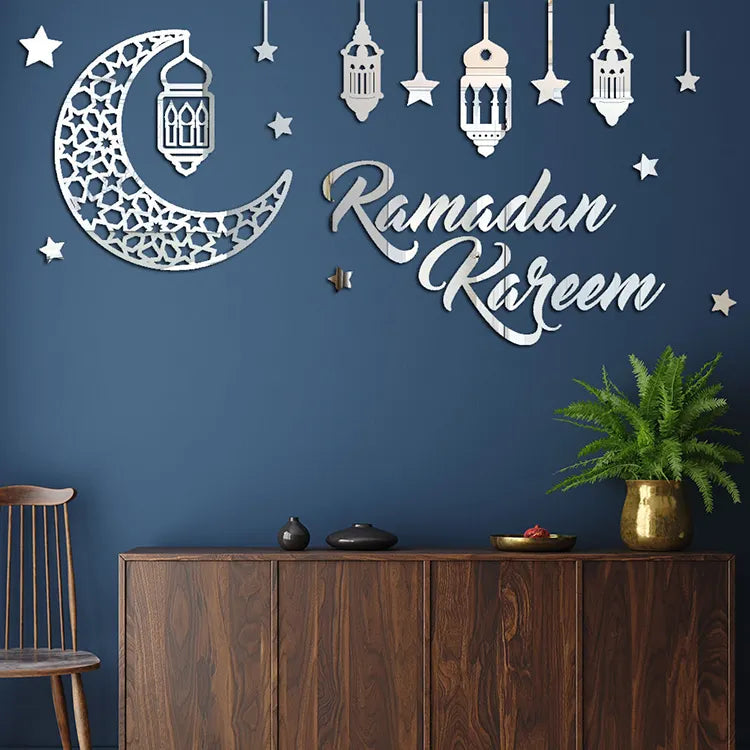 SILVER RAMADAN KAREEM ACRYLIC WALL STICKER